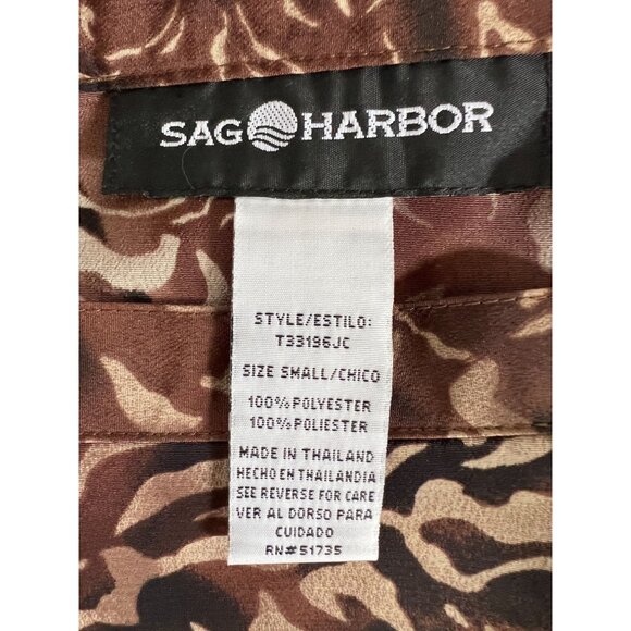 Sag Harbor Brown Floral Midi Skirt With Flared Hem S Polyester Elastic Waist - Picture 4 of 16